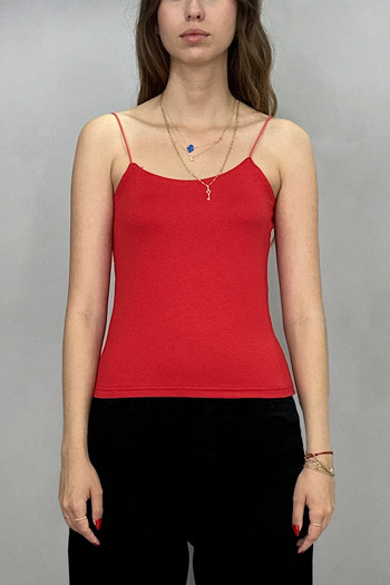 Tam Moda Women's Red String Strap Blouse