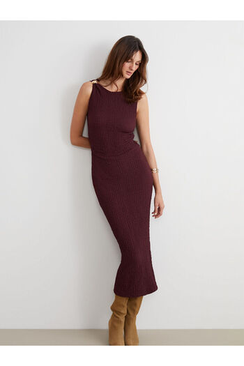 LC Waikiki Φόρεμα Bodycon με κορδόνια με λαιμόκοψη LCW Vision