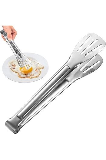 Home Zone Easy-to-Clean Stainless Steel Kitchen Tongs for Salad, BBQ, and Frying