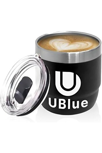 Generic UBlue 6oz Insulated Coffee Mug – Stackable, Scratch-Resistant, Spill-Proof Magnetic Slider Lid, Wa