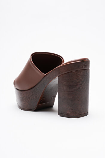Ayakkabı Ateşi Women's Cork Sole Single Heeled Slippers Caseli Tan Skin