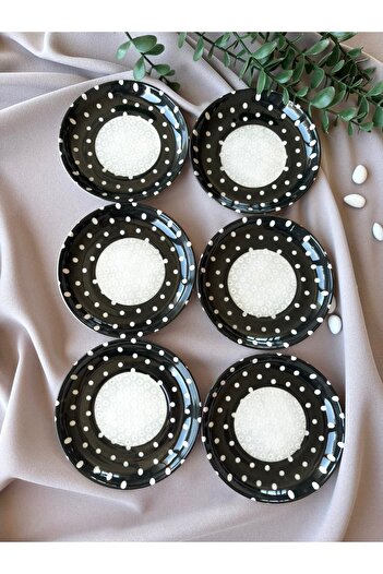 Yiğit Seramik Züccaciye Elegance Polka Dot 6 Tea Plates