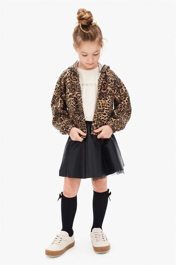 nk kids Момичешко палто с леопардов принт, кафяво, 4-8 години, 39520