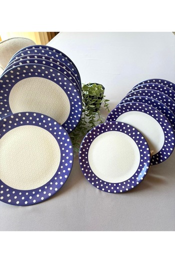 Yiğit Seramik Züccaciye Retro 6 Serving Plates + 6 Cake Plates Presentation Plates