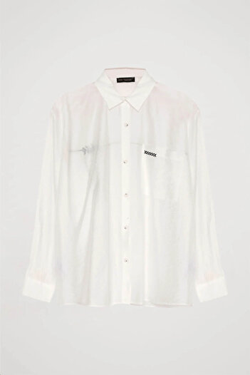 Quzu Embroidery Detailed Ecru Women's Shirt Gml00011