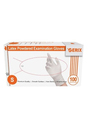 SERIX Set 100 Latex Examination Gloves Powdered White S