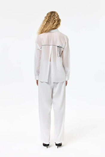 Quzu Embroidery Detailed Ecru Women's Shirt Gml00011