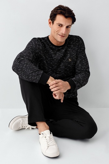 Arnetta Men's Black Melange Father-Son Pajama Set