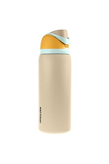 Generic Mattarah FreeSip 900 ML (32oz) Insulated Stainless Steel Water Bottle with Straw – (Beige)