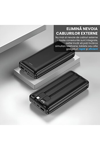 ONSG Shaza Powerbank 20000mAh SG1202, 4in1 Fast Charging, USB-C Lightning MicroUSB, Negru