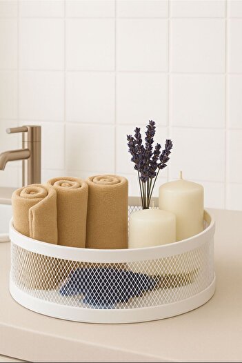 VENON Elis Metal Basket 30 cm X 11 cm Bathroom Organizer Organizer Basket Towel Luxury Modern Stylish Design
