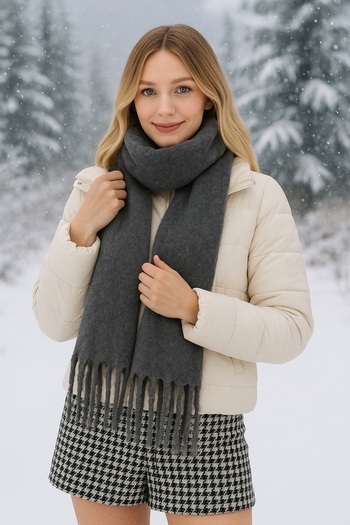 awix Premium Soft Stylish Boucle Scarf Ecru