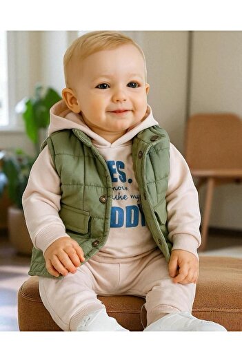 Necix's Look Like Sweat Set with Hooded Puffer Vest