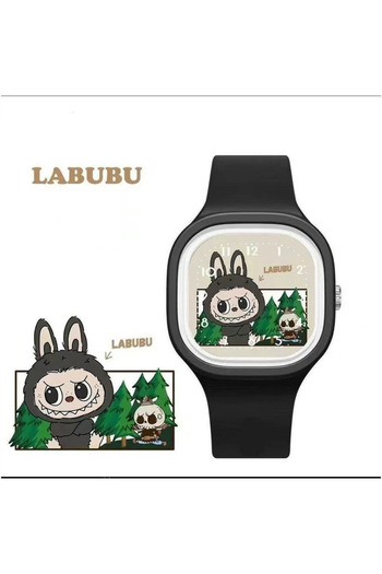 synshop Labubu square silicone strap wrist watch