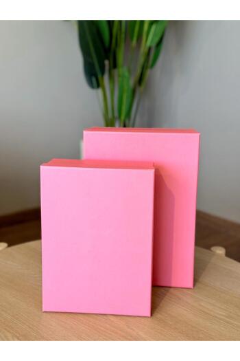 KOLİX Decorative Pink Cardboard Large-Small Box Gift Box Grinding Box 30X22X10 cm