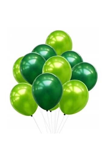 Tim Set 10 Latex Balloons Chrome, TIM, Party Model, 23 cm, Green Shades, 2.2 g