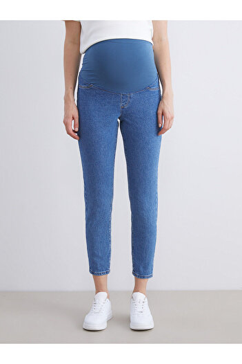 LC Waikiki Indigo Slim Mom Maternity Jeans with Abdominal Panel