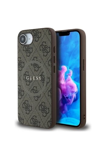 Guess High Protection Case for iPhone 16e, O46, Leather, Dark Brown