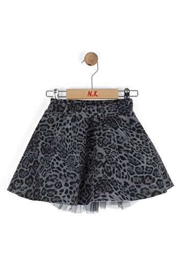 nk kids Fusta leopard pentru fetiță, antracit, 1-4 ani 59613