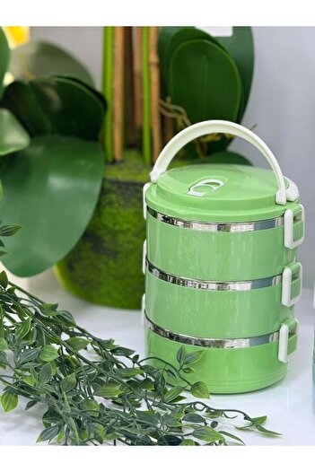 Gerenic 3-Tier Lunch Box Thermal Bag Green/Silver