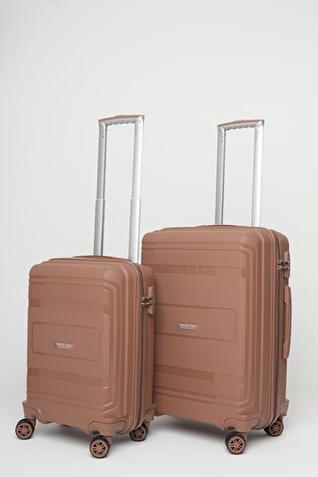Travel POLO 2'li Valiz Seti (Küçük Orta) Kırılmaz Kahve 1017