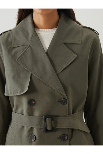 LC Waikiki Lcw Modest Khaki Double-Breasted Collar Women's Trench Coat