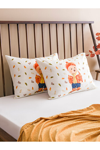 LC Waikiki Ma Bella New Leafy Bear Teddy Printed Pillow Case Set of 2 50X70 cm