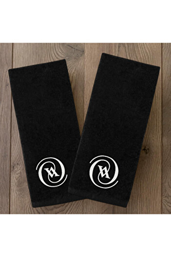 Ursa V Letter Embroidered Decorative Kitchen and Bathroom Towel 2 Pieces 30X50