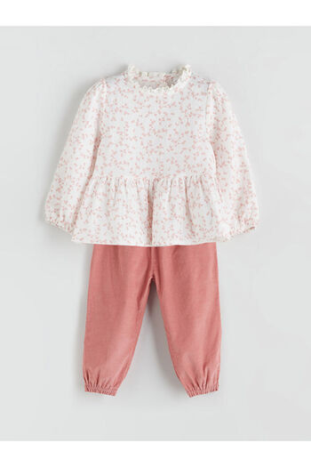 LC Waikiki Crew Neck Floral Baby Girl Blouse and Pants