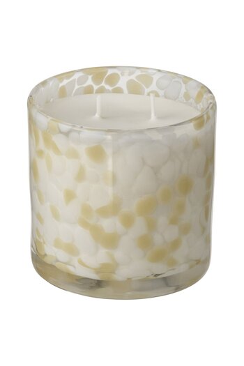 IKEA JÄMLIK Scented candle in glass, 2 wicks, Vanilla/light grey-beige, 50 hr