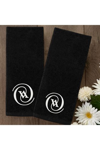 Ursa V Letter Embroidered Decorative Kitchen and Bathroom Towel 2 Pieces 30X50