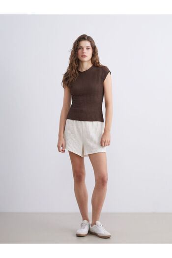 LC Waikiki Sparkling Selections from Shining Store |   Crew Neck Textured Women's Bodysuit
