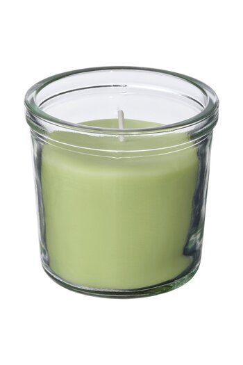 IKEA LÖVSKOGSLUND Scented Candle in Glass, Apple/light green, 20 hr