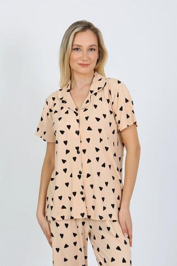 Parille Short Sleeve Milan Shirt Pajama Set - Young Mother Series L-Beige