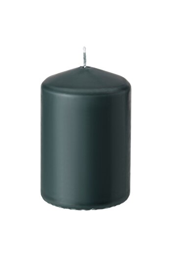 IKEA LÄTTNAD Unscented pillar candle, dark grey-green, 10 cm