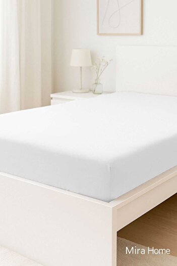 merland benvecocuk Double Plain Combed Cotton 100% Cotton Fitted Sheet 180X200 Newsheet White