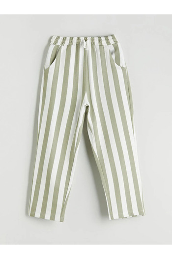 LC Waikiki Lcw Kidsgreen Elastic Waist Striped Boys' Trousers