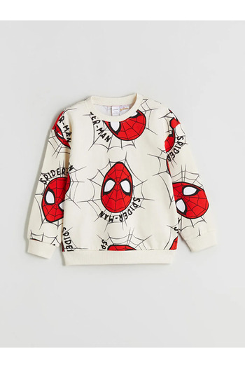 LC Waikiki Lcw Kids Beige Crew Neck Spider-Man Printed Boys' Sweatshirt and Sweatpants Set of 2