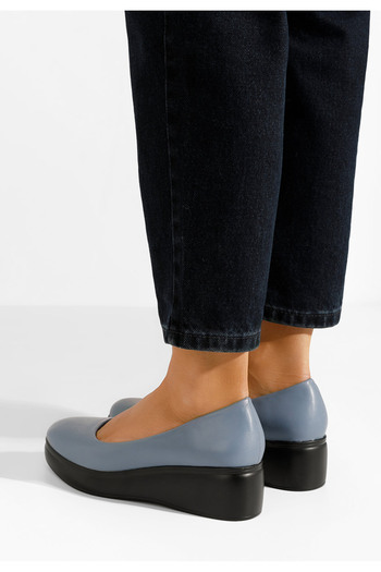 B T Shoes Tmavě modré dámské polobotky na platformě Milanca