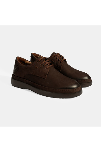 Desa Men's Brown Lace-Up Casual Nubuck Leather Shoes