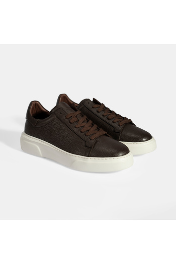 Desa Men's Brown Laced Leather Casual Shoes