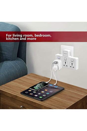 Hope Multi Plug Power Extension Socket Adapter, 3 Way Universal Wall Electrical Extender Outlet, U