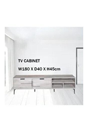 Crestj TV Table, Large Wooden Media Console Table for Living Room with 2 Storage Shelves and 2 Drawers 180 x 40 x 45 cm