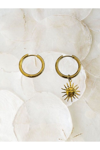 Hoop jewelery Steel Sun Stud Earrings