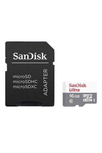 SanDisk بطاقة ذاكرة MicroSDHC فائقة السرعة من الفئة 10 ومحول SD بسعة 16 جيجابايت