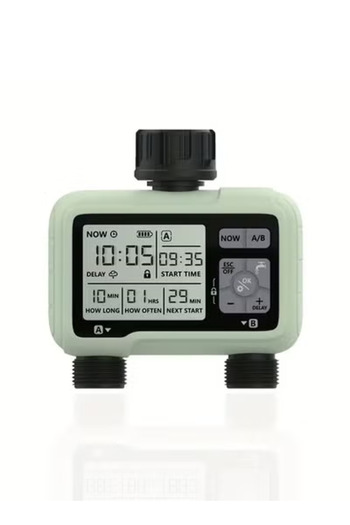 Taimi Digital Water Timer Programmable Sprinkler with Rain Delay Large LCD Display - 1 to 2 Point