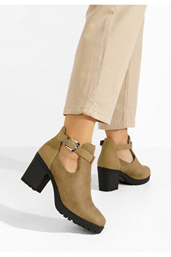 B T Shoes Γυναικεία μποτάκια Nomaria χακι