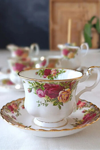 Royal Albert Old Country Roses Bone China Antique Porcelain Double Coffee Cup 2 Pieces 120 ml