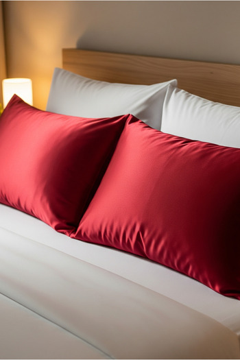 pistore Red Silk Satin Pillowcase 50 X 70 Set of 2