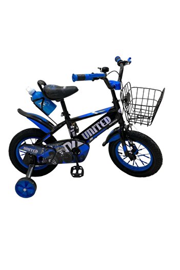 United Cobra Boys' Bike, Size 20, with Kickstand and Basket, Black and Blue